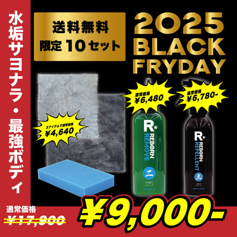 【水垢サヨナラ＋極艶超撥水】大満足セット！水垢除去剤＋極艶・撥水コーティング＋クロス２種＋スポンジ